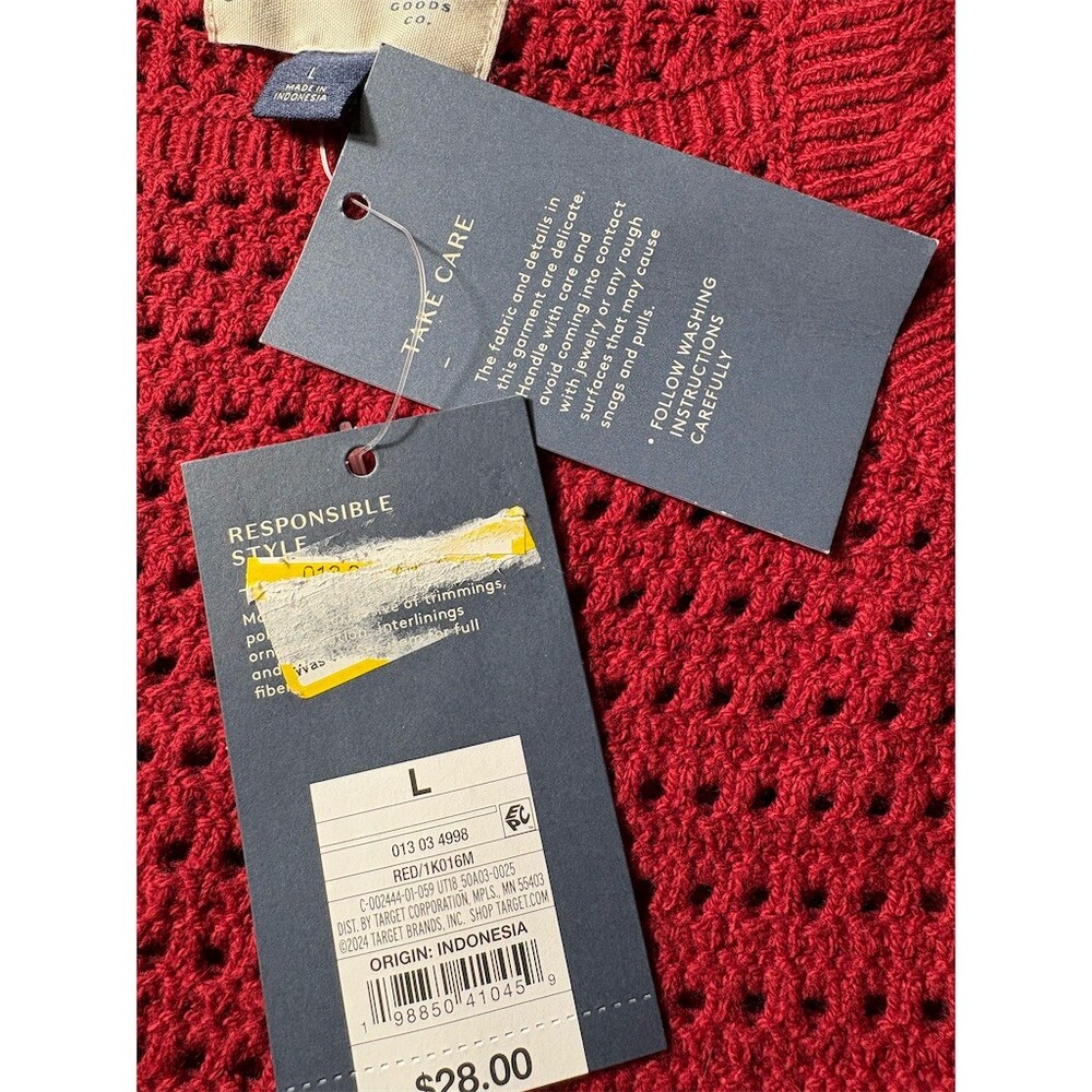 Universal Thread Womens Crochet Knit Tank Top Flutter Sleeve Red Size L - Picture 8 of 8
